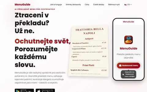 Náhled projektu MenuGuide