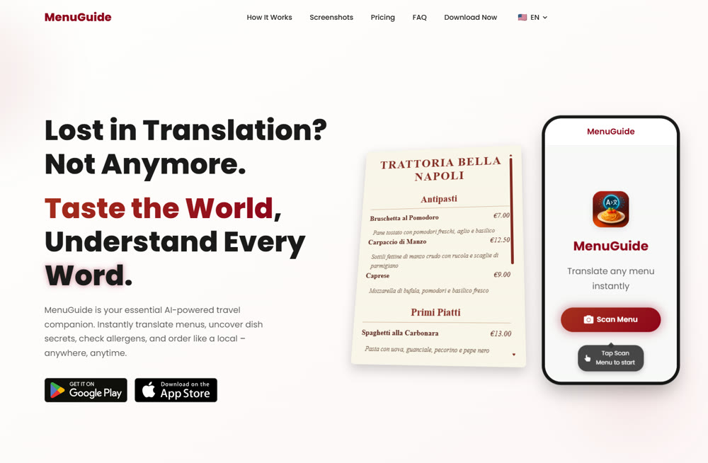 MenuGuide — полное превью сайта